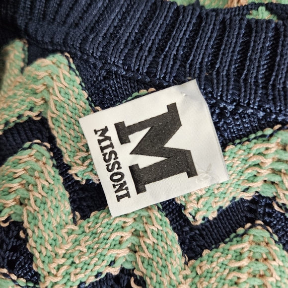 M Missoni Mint Chevron Sleeveless Sweater Dress Italy Size 10 A-Line Knit - Picture 12 of 16